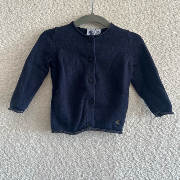 Petit Bateau Baby ‎Long Sleeve Wool Cotton Blend Blue Sweater Size 12 Months - Picture 1 of 9